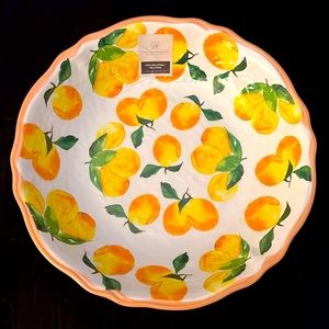 Rachel Ashwell Farmhouse Melamine Serving Bowl Features Lemons & Woodgrain